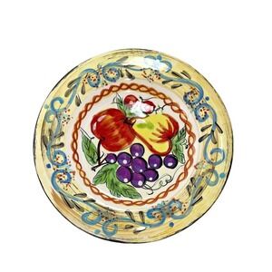 Tabletops Gallery Plate Fruit O' Plenty Hand Painted Decorative Dish